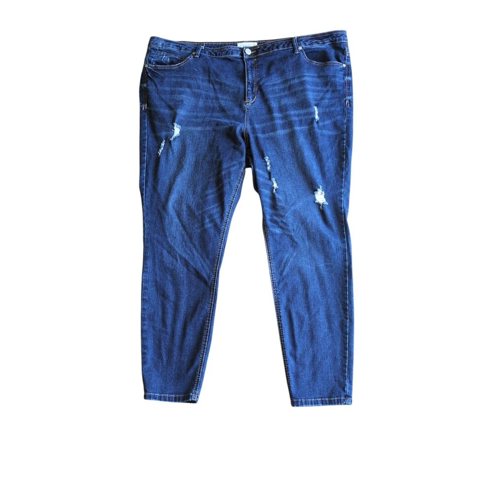 Eloquii Straight Leg Jeans 26 Women's Classic Fit Blue Distressed High Rise